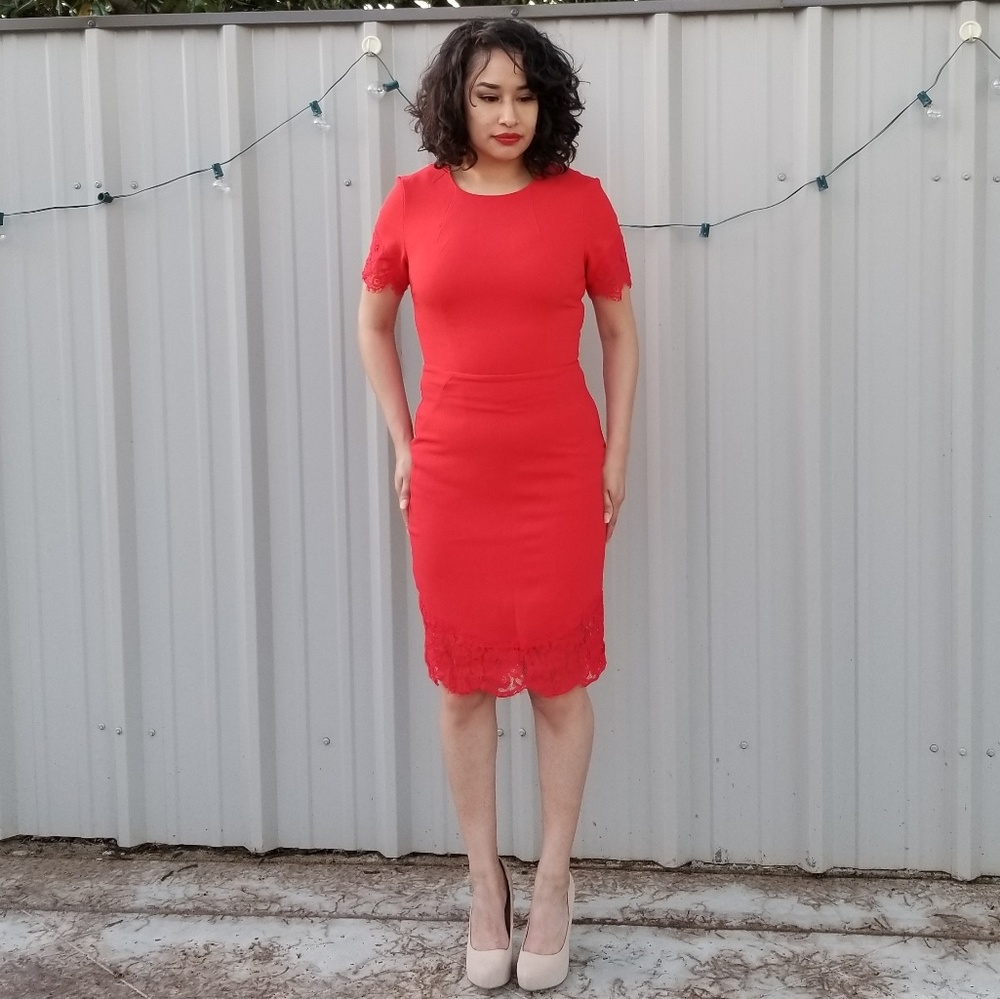 H&M Red dress lace detail